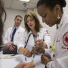 Podiatric students practice new skills under faculty guidance.